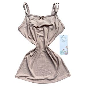 Pink ribbed cami top with bow detail